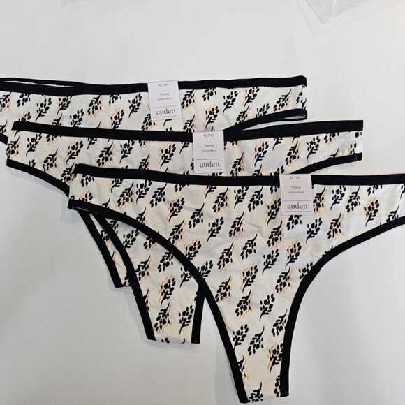 3 NEW Auden White Flower XS Panties Panty Print Floral Sexy Thong XL - Picture 2 of 9